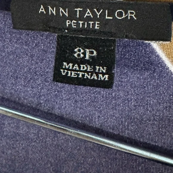 Ann Taylor modern geo tie waist petite dress 8p